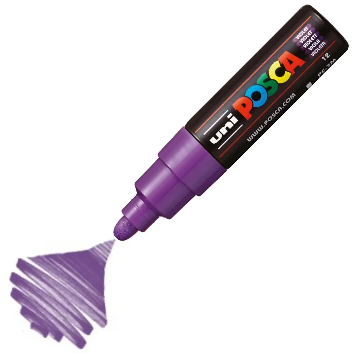 Uni-Ball Posca PC-7M 4.5 - 5.5mm Su Bazlı Poster Markörü Mor 6 Lı Kutu