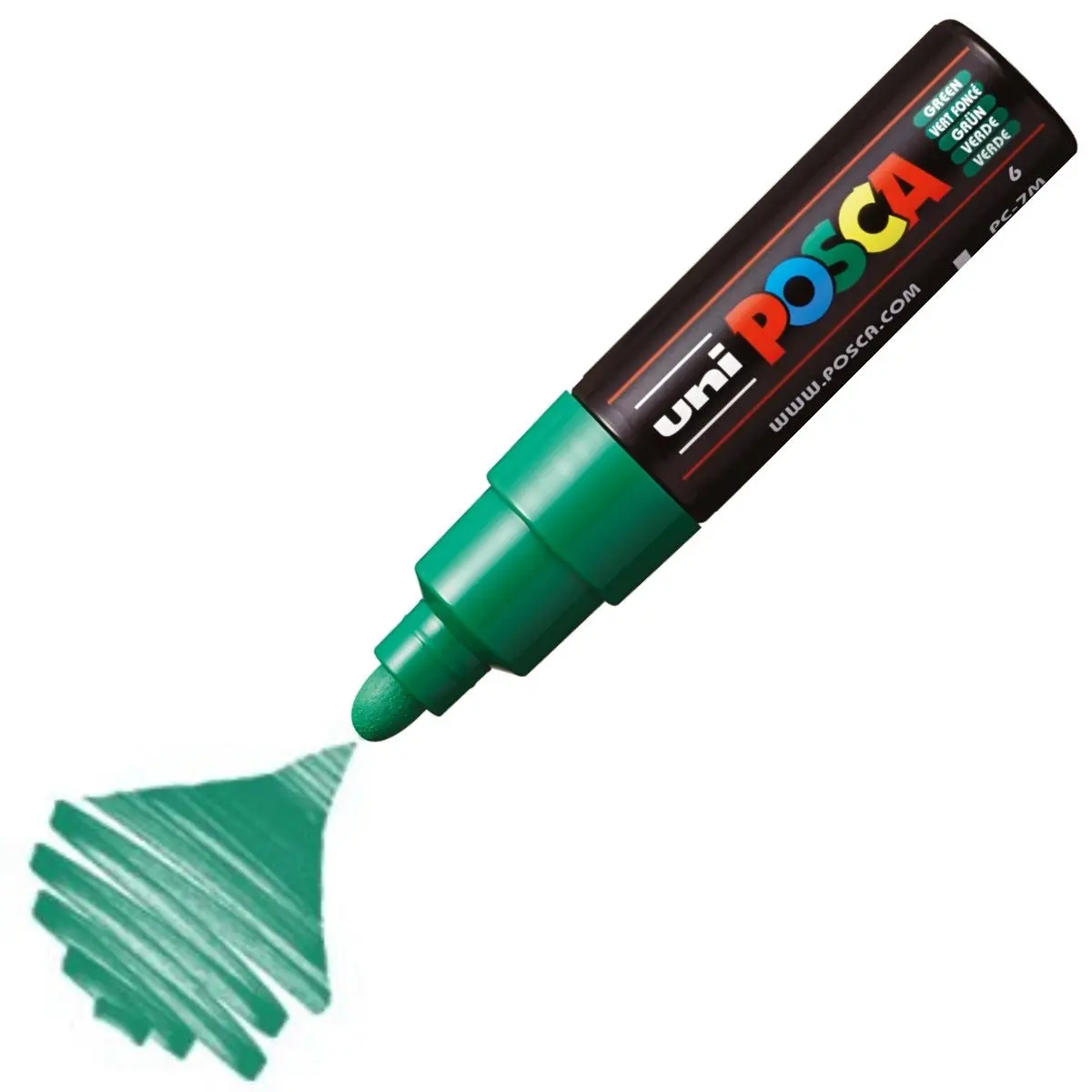 Uni-Ball Posca PC-7M 4.5 - 5.5mm Su Bazlı Poster Markörü Yeşil 6 Lı Kutu
