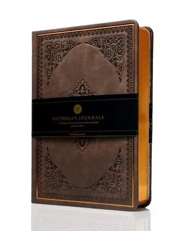 Victoria Journals Vintage Old Book Defter 80gr. 12x17cm 128 Yaprak Çizgili Koyu Kahverengi