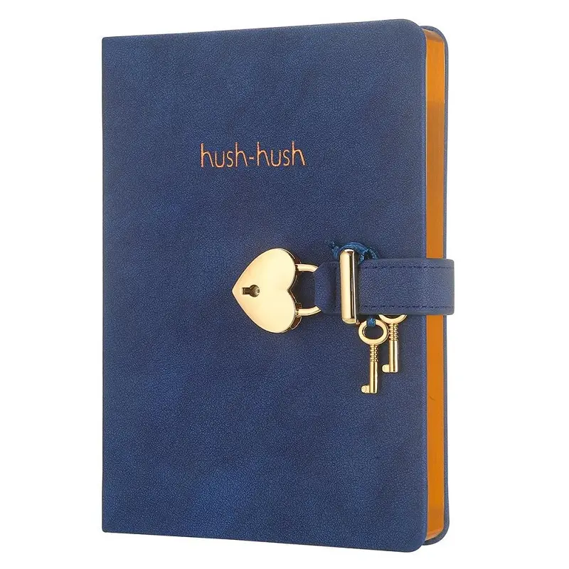 Victoria's Journals Hush Hush Kilitli Pastel Kapak 13x18cm 80gr. 160 Yaprak Çizgili Hatıra Defteri Mavi