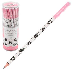 Bruno Visconti HappyGraphix Panda's Desen Üçgen Gövde Kurşun Kalem HB 50 Li Paket