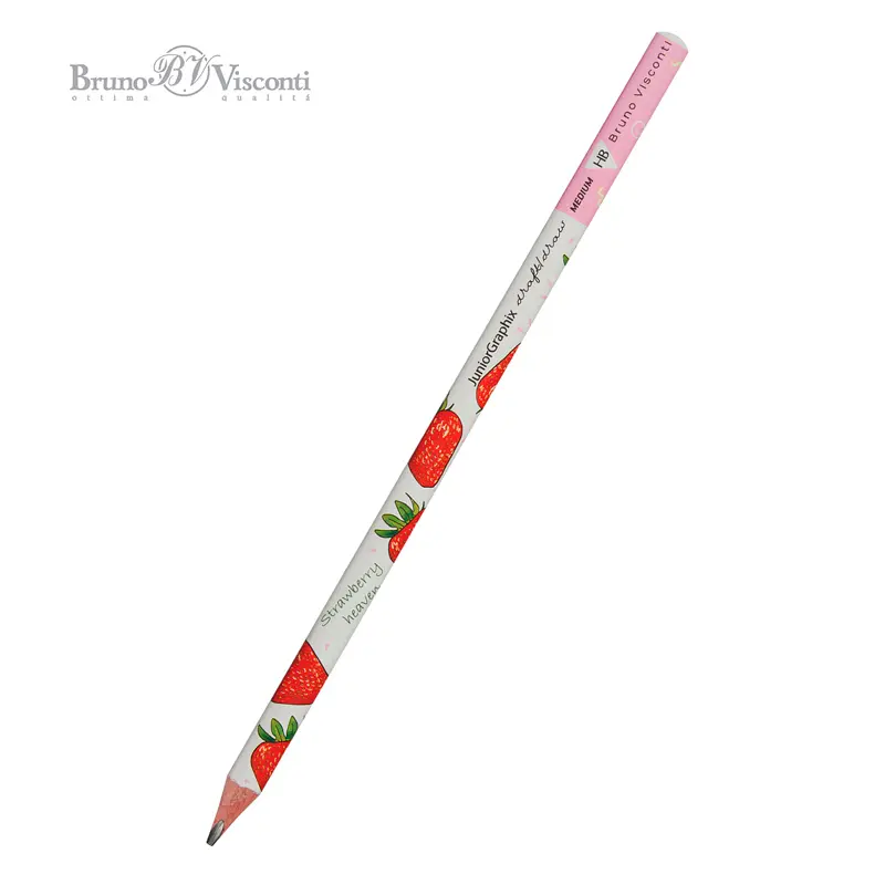 Bruno Visconti JuniorGraphix Tutti Frutti Çilek Desen Üçgen Gövde Kurşun Kalem HB 50 Li Paket