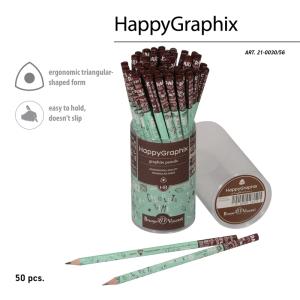 Bruno Visconti HappyGraphix Kofemania Kapuçino Desen Üçgen Kurşun Kalem HB 50 Li Paket
