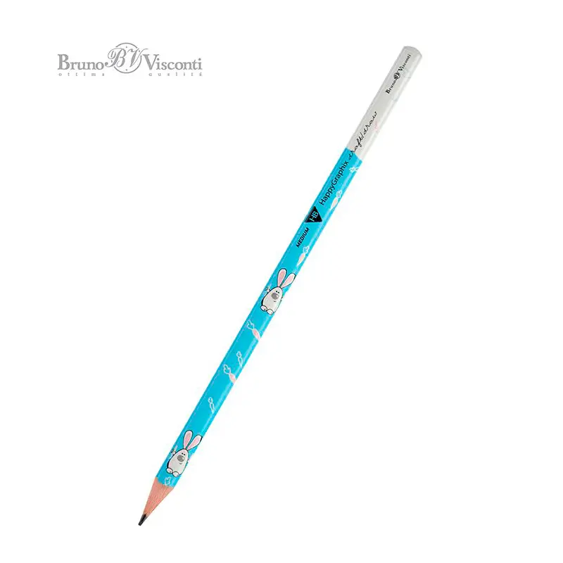 Bruno Visconti HappyGraphix Havuçlu Tavşan Desen Üçgen Gövde Kurşun Kalem HB 50 Li Paket