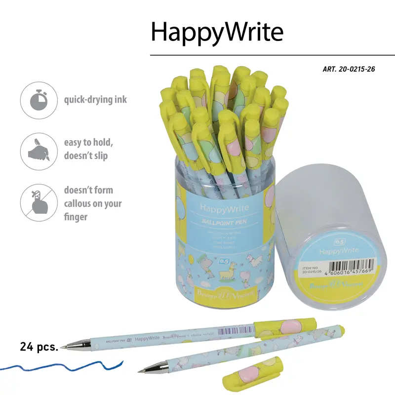 Bruno Visconti Happy Write Lama Desen Tükenmez Kalem 0.5mm Mavi x 24 Lü Kutu