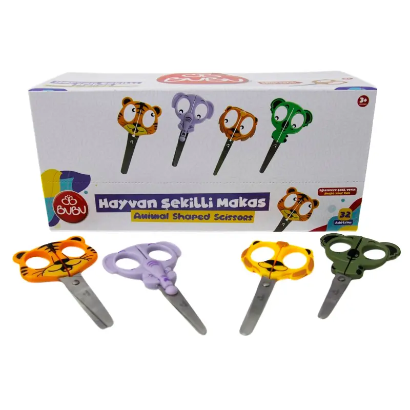 Bu-Bu MK0003 Hayvan Şekilli Okul Makası x 32 Li Stand