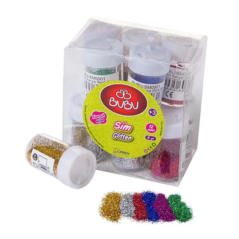 Bu-Bu- Toz Sim Karışık Renk 8 Gr. x 12 Li Paket