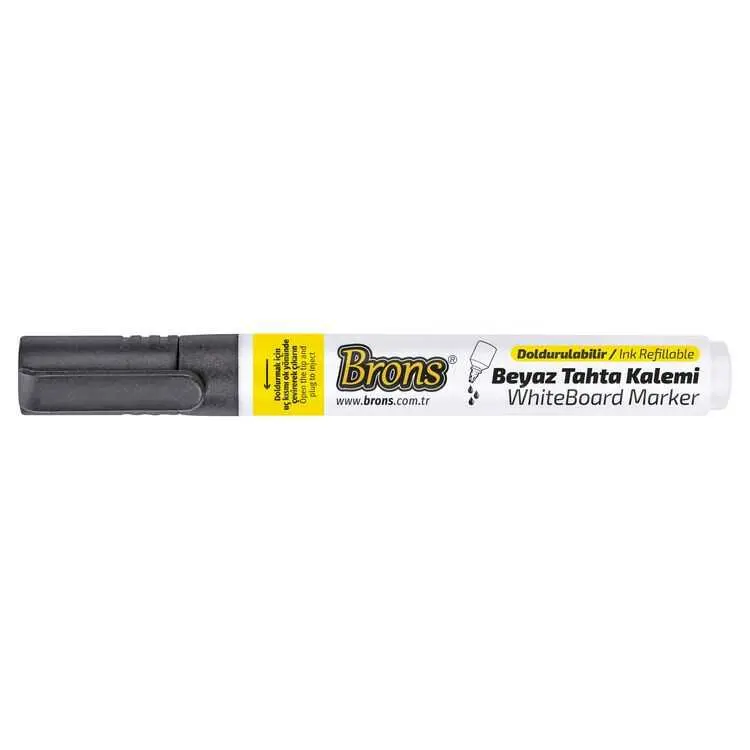 Brons Doldurulabilir Beyaz Tahta Kalemi Siyah x 12 Li Kutu