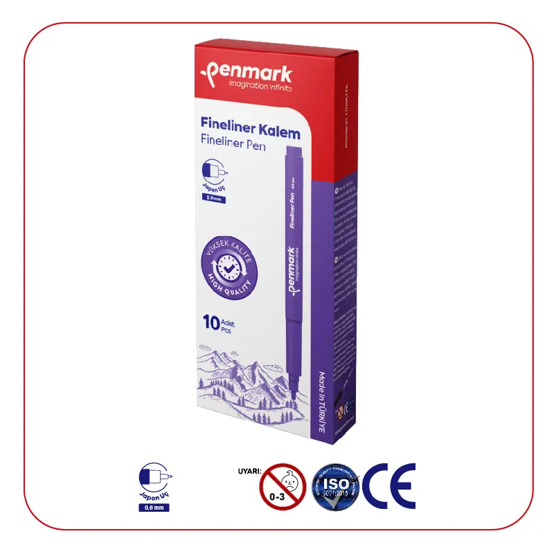 Penmark Japon Uç Fineliner Kalem 0.6mm Menekşe x 10 Lu Kutu