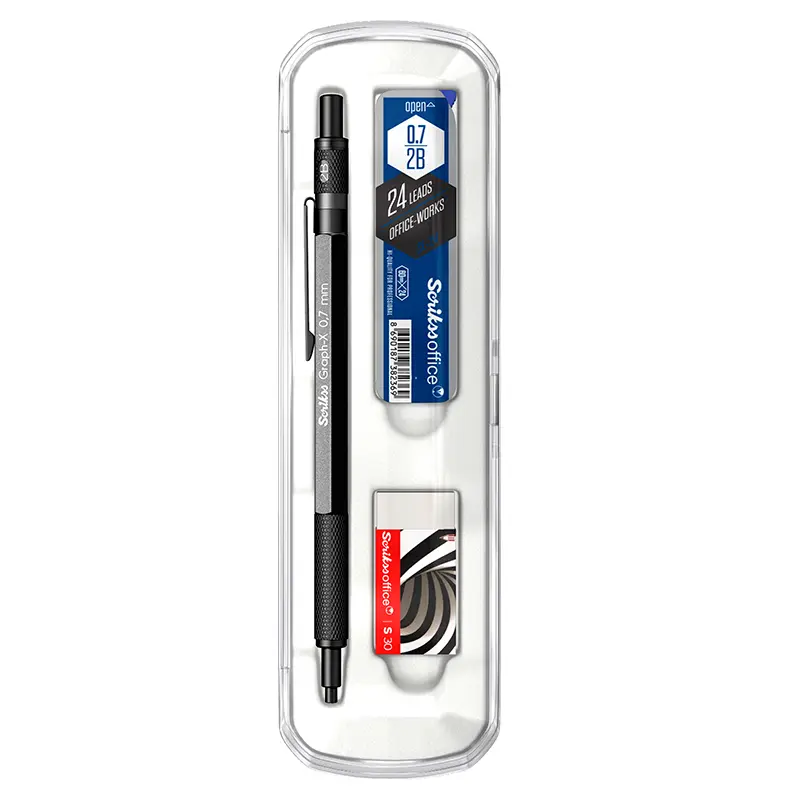 Scrikss Graph-X Versatil Kalem 0.7mm Antrasit + Min + Silgi 3 Lü Set
