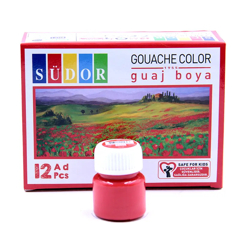 Südor Guaj Boya Şişe 15 ML Vermiyon Kırmızı x 12 Li Kutu