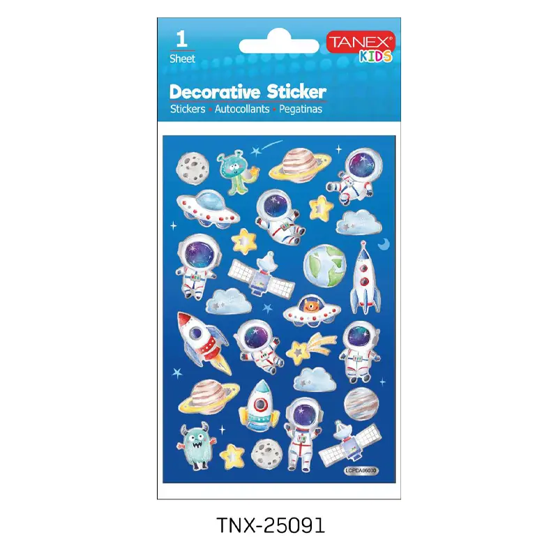 Taneks 25091 Puffy Dekoratif Sticker Uzay Serisi x 5 Li Paket