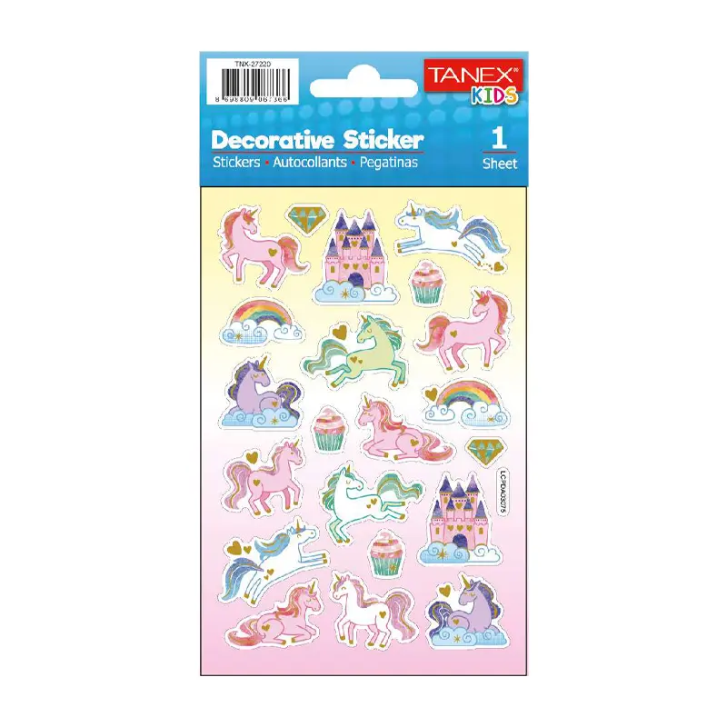 Taneks 27220 Puffy Dekoratif Sticker Unicorn serisi x 5 Li Paket