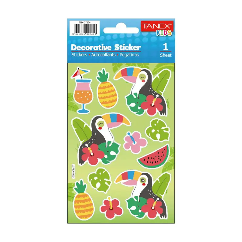 Taneks 27224 Puffy Dekoratif Sticker Tropik Serisi x 5 Li Paket