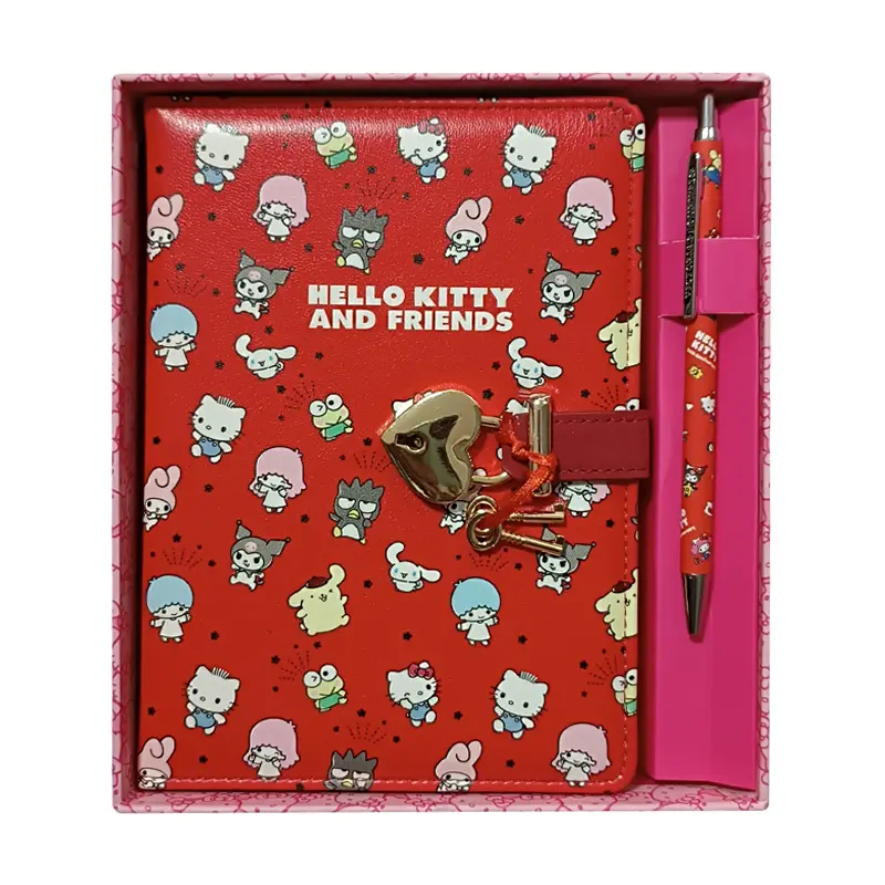 Victoria Journals 1963 Hello Kitty 80 Gr. 160 Yaprak Kilitli Çizgili Defter + Tükenmez Kalem