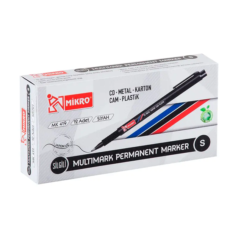Mikro MK-419 Multimark Permanent Marker Cd Kalemi (S) Siyah x 12 Li Kutu
