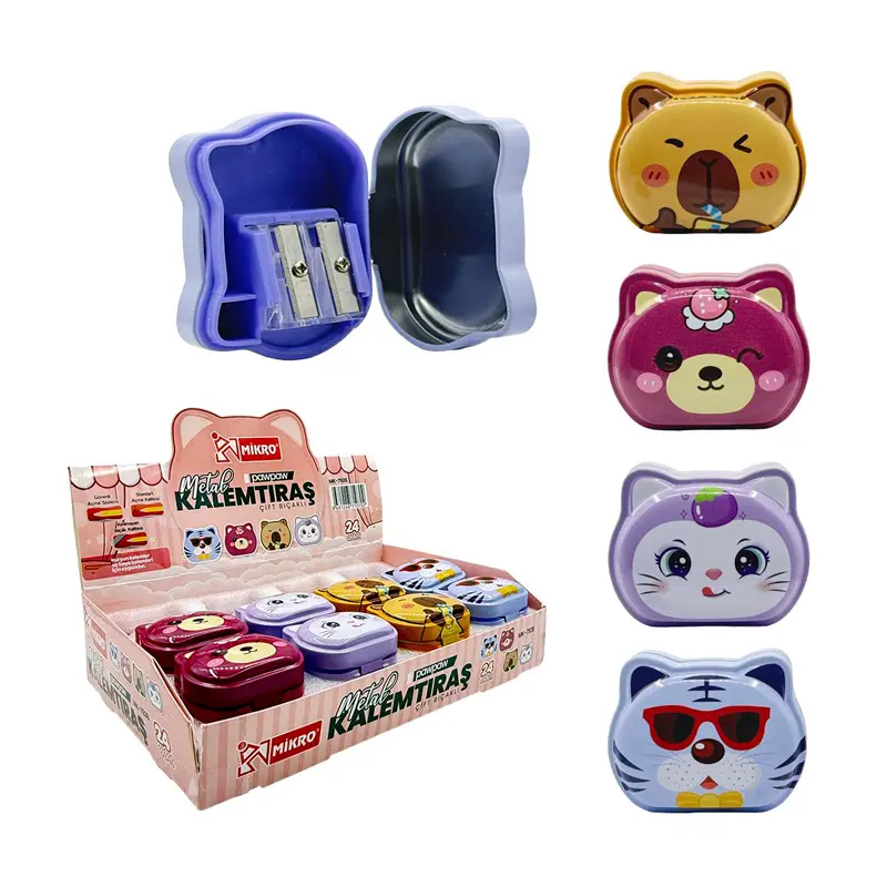 Mikro MK-7928 Çiftli Metal Kalemtraş Pawpaw x 24 Lü Kutu